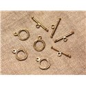 10pc - Fermoirs Toggle T Métal Doré Rond 17x13mm  4558550029850