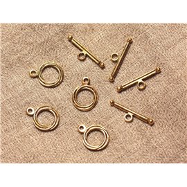 10pc - Toogle T Clasps Gold Metal Round 17x13mm 4558550029850