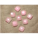 2pc - Perles de Pierre - Jade Carrés Facettés 14mm Rose clair -  4558550029874 