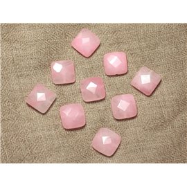 2pc - Cuentas de piedra - Jade facetado cuadrado 14 mm Rosa claro - 4558550029874 