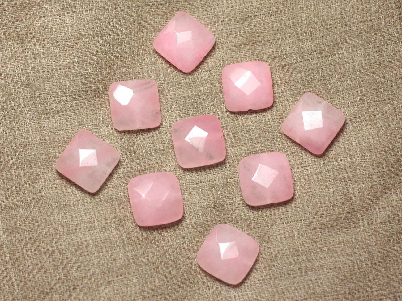2pc - Perles de Pierre - Jade Carrés Facettés 14mm Rose clair -  4558550029874 
