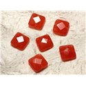 2pc - Perles de Pierre - Jade Carrés Facettés 14mm Orange Capucine - 4558550029898