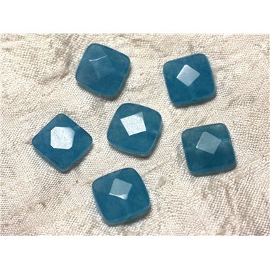 2pc - Perles de Pierre - Jade Carrés Facettés 14mm Bleu Azur - 4558550029904