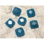 2pc - Perles de Pierre - Jade Carrés Facettés 14mm Bleu Azur - 4558550029904