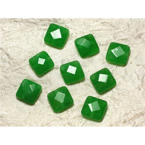 2pc - Perles de Pierre - Jade Carrés Facettés 14mm Vert  4558550029911 