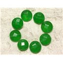 2pc - Perles de Pierre - Jade Palets Facettés 14mm Vert Emeraude - 4558550029928