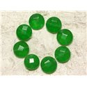 2pc - Perles de Pierre - Jade Palets Facettés 14mm Vert  4558550029928 