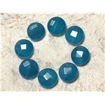 2pc - Perles de Pierre - Jade Palets Facettés 14mm Bleu Azur - 4558550029935