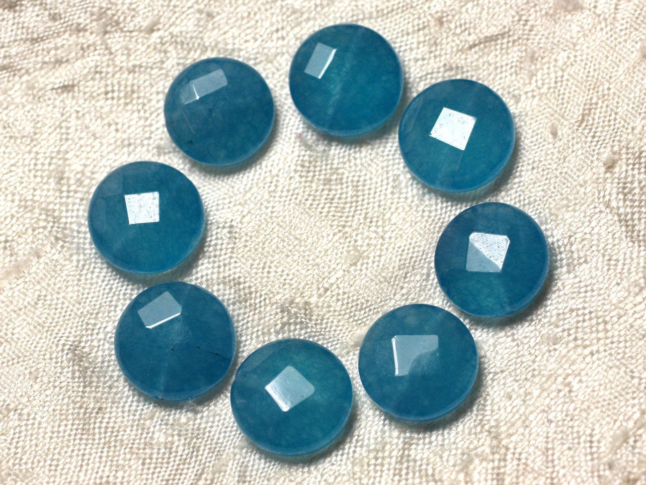2pc - Perles de Pierre - Jade Palets Facettés 14mm Bleu  4558550029935 