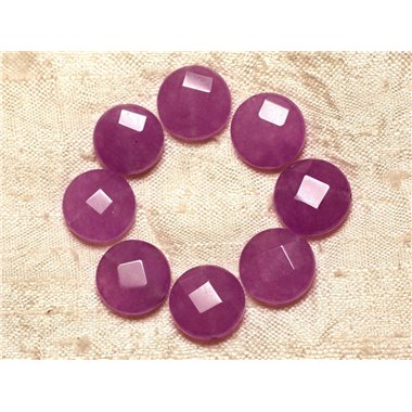 2pc - Perles de Pierre - Jade Palets Facettés 14mm Violet Rose -  4558550029942 