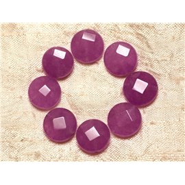 2pc - Stenen kralen - Jade gefacetteerde paletten 14 mm Violet Roze - 4558550029942 