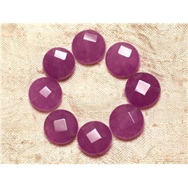2pc - Stone Beads - Jade Faceted Palets 14mm Violet Pink - 4558550029942 