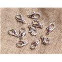 20pc - Fermoirs Mousquetons 12mm Métal Argenté Qualité   4558550029973