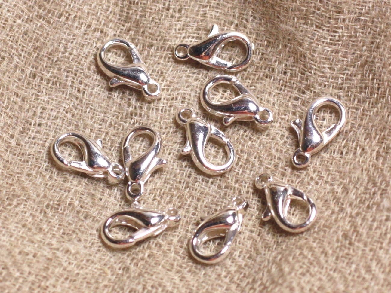20pc - Fermoirs Mousquetons 12mm Métal Argenté Qualité   4558550029973
