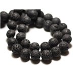 25pc - Perles de Pierre - Lave Noire Boules 8mm - 4558550030009 