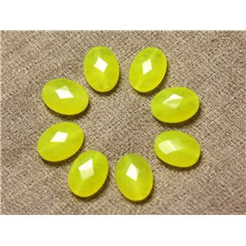 2 piezas - Cuentas de piedra - Jade facetado Ovalado 14x10 mm Amarillo neón 4558550030023 