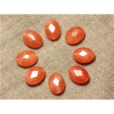 2pc - Perles de Pierre - Jade Ovales Facettés 14x10mm Orange  4558550030030 