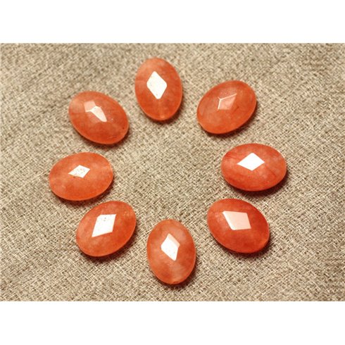 2pc - Perles de Pierre - Jade Ovales Facettés 14x10mm Orange Capucine - 4558550030030