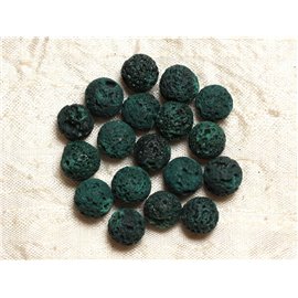 10pc - Cuentas de piedra - Bolas de lava 10 mm Verde 4558550030061