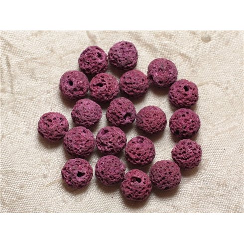 10pc - Perles de Pierre - Lave Boules 10mm Rose  4558550030092