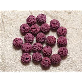 10pc - Cuentas de piedra - Bolas de lava 10 mm Rosa 4558550030092