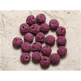 10pc - Stone Beads - Lava Balls 10mm Pink 4558550030092