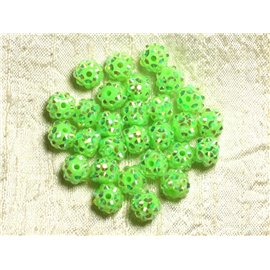 10pc - Shamballas Beads Resin 10x8mm Neon Green 4558550009265 