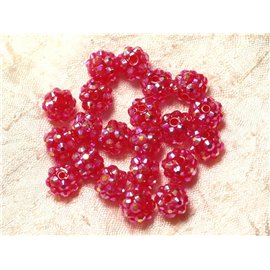 10pc - Cuentas de resina Shamballas 10x8mm Rosa Fucsia Frambuesa 4558550030122