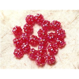 10pc - Shamballas Resin Beads 10x8mm Pink Fuchsia Raspberry 4558550030122