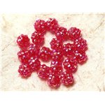 10pc - Perles Résine Shamballas 10x8mm Rose Fuchsia Framboise   4558550030122