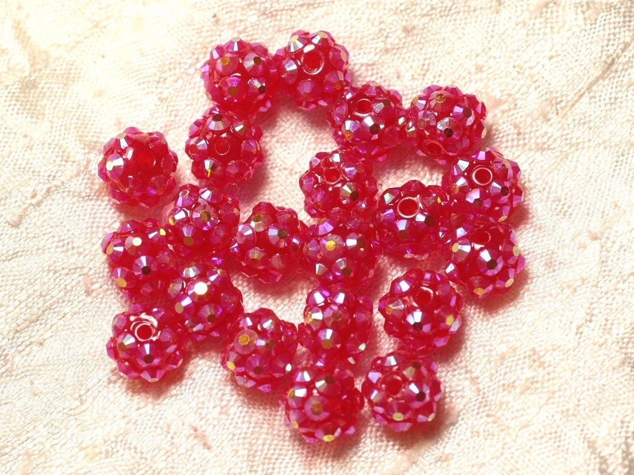 10pc - Perles Résine Shamballas 10x8mm Rose Fuchsia Framboise   4558550030122