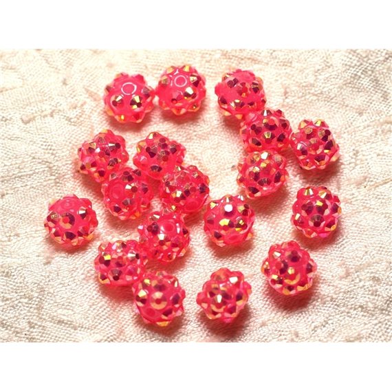 10pc - Perles Shamballas Résine 10x8mm Rose clair   4558550030139