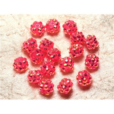 10pc - Perles Shamballas Résine 10x8mm Rose clair   4558550030139