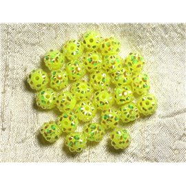 10pc - Cuentas Shamballas Resina 10x8mm Amarillo Neón 4558550009289 