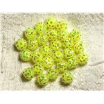 10pc - Perles Shamballas Résine 10x8mm Jaune Fluo  4558550009289 