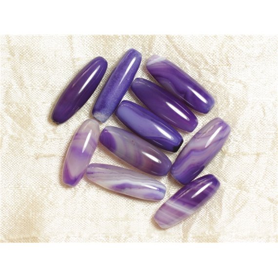 3pc - Perle de Pierre - Agate Violette Fuseau Riz 26-30mm  4558550030207 