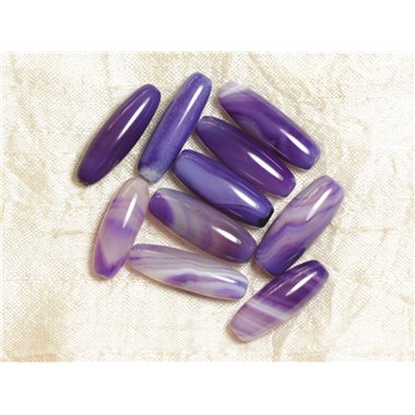 1pc - Perle Pierre - Agate Olive Riz Fuseau 26-30mm Violet Mauve Blanc - 4558550030207