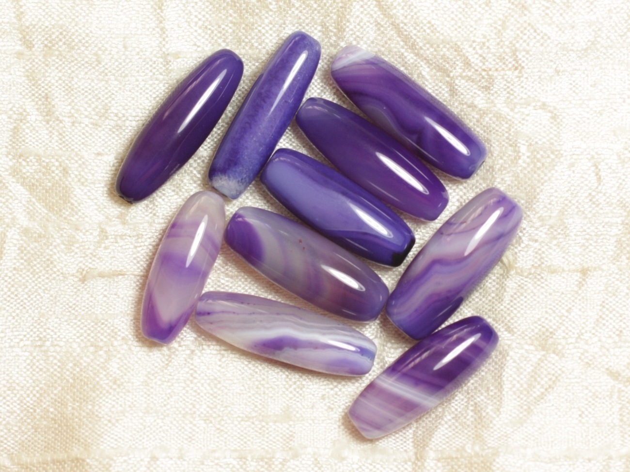 3pc - Perle de Pierre - Agate Violette Fuseau Riz 26-30mm  4558550030207 