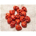 10pc - Perles Crânes Têtes de Mort en Turquoise 14mm Orange  4558550030221