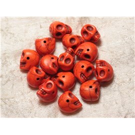 10pc - Skull Beads Turquoise 14mm Orange 4558550030221