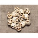 10pc - Perles Crânes Têtes de Mort Turquoise Synthèse 14x10mm Blanc  4558550030245 