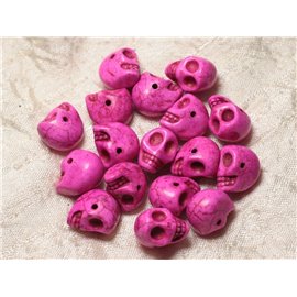 10Stk - Perlen Türkis Stein Synthese Kranich Totenkopf 14x10mm Fluoreszierend Pink - 4558550030252