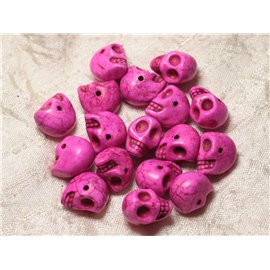 10pc - Synthetic Turquoise Skull Beads 14mm Pink 4558550030252