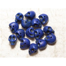 10pc - Cuentas de calavera sintéticas turquesa 14x10 mm Azul medianoche 4558550030269