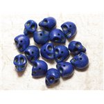 10pc - Perles Crânes Têtes de Mort Turquoise synthèse 14x10mm Bleu nuit  4558550030269