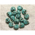 10pc - Perles Pierre Turquoise synthèse Crânes Têtes de Mort 14X10mm Bleu Turquoise  4558550030283 