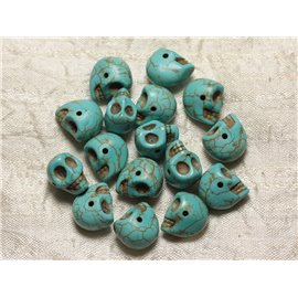 10pc - Perles Pierre Turquoise synthese Crane Tete de Mort 14x10mm Bleu Turquoise - 4558550030283