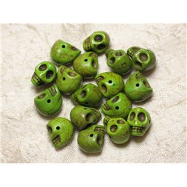 10Stk - Perlen Türkis Stein Synthese Kranich Totenkopf 14x10mm Grüner Apfel Fluo