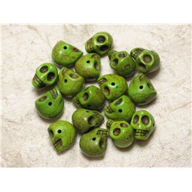 10pc - Synthetic Turquoise Skull Beads 14x10mm Green 4558550030290