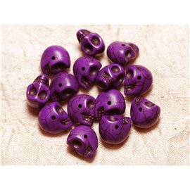 10pc - Synthetic Turquoise Skull Beads 14mm Purple 4558550030320